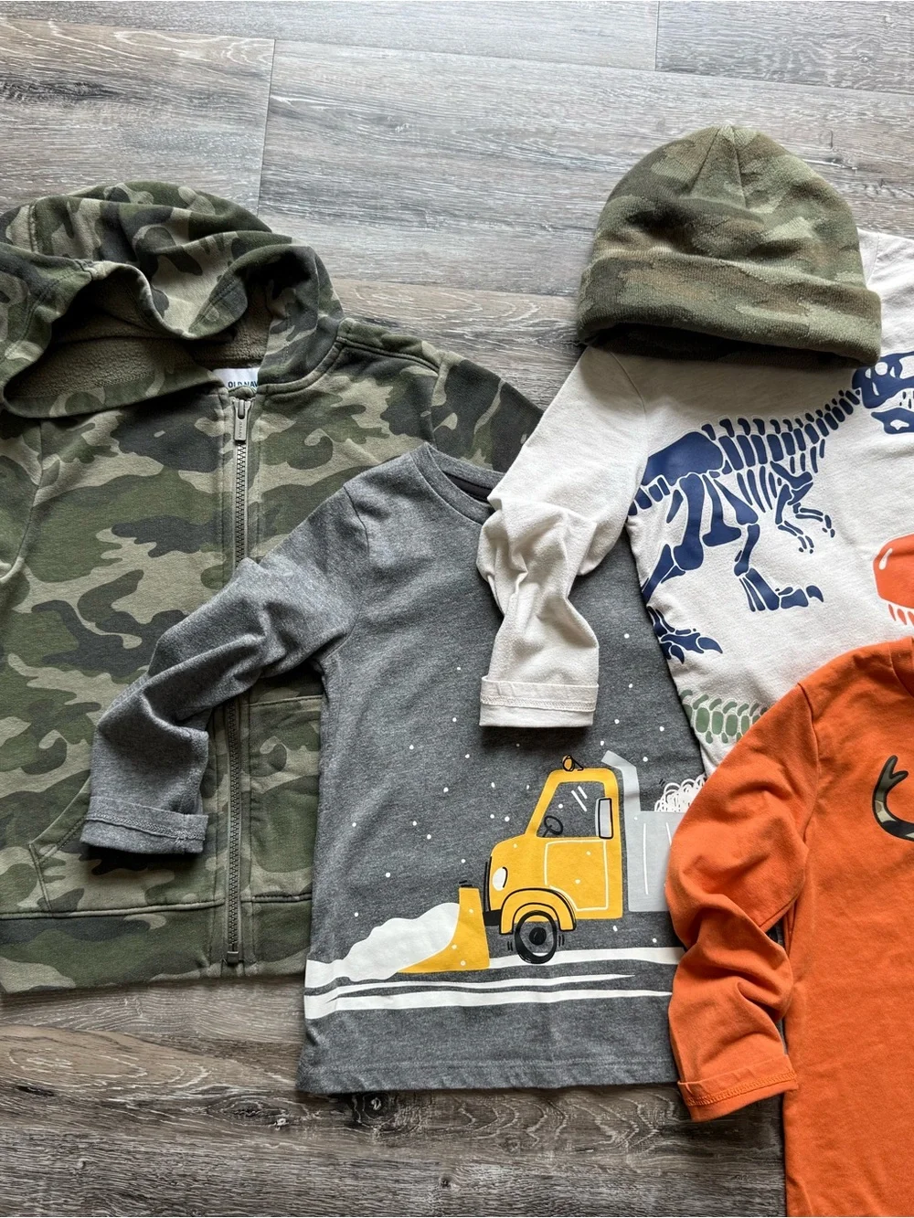 🧸 BUNDLE • Camo Zip Hoodie & Beanie + Long Sleeved Tees